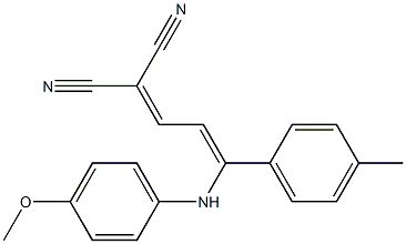 2-[3-(4-methoxyanilino)-3-(4-methylphenyl)prop-2-enylidene]malononitrile,,结构式