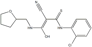 N1-(2-chlorophenyl)-2-cyano-3-hydroxy-3-[(tetrahydrofuran-2-ylmethyl)amino]prop-2-enethioamide