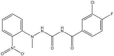 N1-(3-chloro-4-fluorobenzoyl)-2-methyl-2-(2-nitrophenyl)hydrazine-1-carboxamide 化学構造式