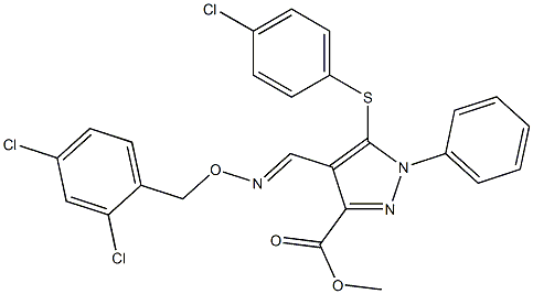 methyl 5-[(4-chlorophenyl)sulfanyl]-4-({[(2,4-dichlorobenzyl)oxy]imino}methyl)-1-phenyl-1H-pyrazole-3-carboxylate 化学構造式