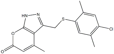 3-{[(4-chloro-2,5-dimethylphenyl)thio]methyl}-4-methyl-1,6-dihydropyrano[2,3-c]pyrazol-6-one|