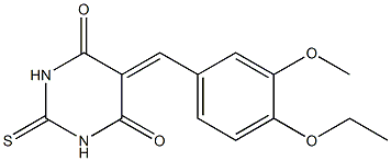 5-(4-ethoxy-3-methoxybenzylidene)-2-thioxohexahydropyrimidine-4,6-dione Struktur