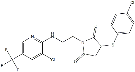 3-[(4-chlorophenyl)sulfanyl]-1-(2-{[3-chloro-5-(trifluoromethyl)-2-pyridinyl]amino}ethyl)dihydro-1H-pyrrole-2,5-dione,,结构式