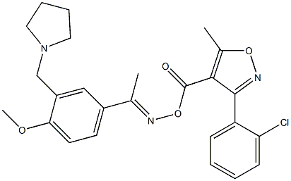 3-(2-chlorophenyl)-4-{[({1-[4-methoxy-3-(1-pyrrolidinylmethyl)phenyl]ethylidene}amino)oxy]carbonyl}-5-methylisoxazole,,结构式