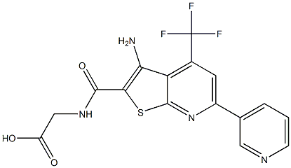 2-({[3-amino-6-(3-pyridinyl)-4-(trifluoromethyl)thieno[2,3-b]pyridin-2-yl]carbonyl}amino)acetic acid Struktur