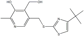 5-({[4-(tert-butyl)-1,3-thiazol-2-yl]thio}methyl)-4-(hydroxymethyl)-2-methylpyridin-3-ol Struktur