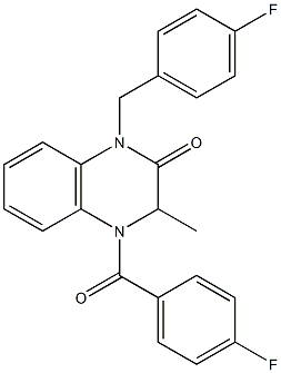 4-(4-fluorobenzoyl)-1-(4-fluorobenzyl)-3-methyl-3,4-dihydro-2(1H)-quinoxalinone Structure