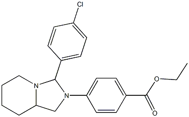 ethyl 4-[3-(4-chlorophenyl)perhydroimidazo[1,5-a]pyridin-2-yl]benzoate 结构式