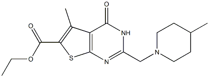 ethyl 5-methyl-2-[(4-methylpiperidin-1-yl)methyl]-4-oxo-3,4-dihydrothieno[2,3-d]pyrimidine-6-carboxylate 结构式