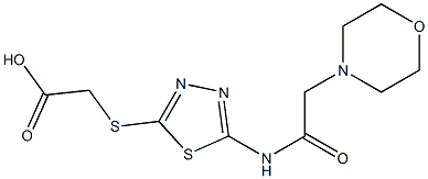 2-({5-[(2-morpholinoacetyl)amino]-1,3,4-thiadiazol-2-yl}sulfanyl)acetic acid,,结构式