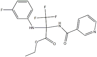 ethyl 3,3,3-trifluoro-2-(3-fluoroanilino)-2-[(3-pyridylcarbonyl)amino]propanoate Struktur