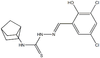N1-bicyclo[2.2.1]hept-2-yl-2-(3,5-dichloro-2-hydroxybenzylidene)hydrazine-1-carbothioamide Struktur