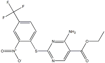 ethyl 4-amino-2-{[2-nitro-4-(trifluoromethyl)phenyl]thio}pyrimidine-5-carboxylate 化学構造式