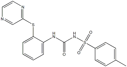 2-({2-[({[(4-methylphenyl)sulfonyl]amino}carbonyl)amino]phenyl}sulfanyl)pyrazine Struktur