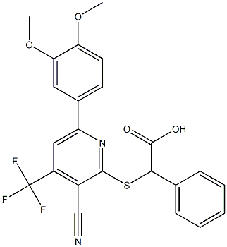 2-{[3-cyano-6-(3,4-dimethoxyphenyl)-4-(trifluoromethyl)-2-pyridinyl]sulfanyl}-2-phenylacetic acid Structure