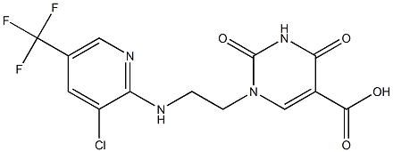 1-(2-{[3-chloro-5-(trifluoromethyl)-2-pyridinyl]amino}ethyl)-2,4-dioxo-1,2,3,4-tetrahydro-5-pyrimidinecarboxylic acid,,结构式