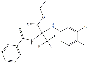 ethyl 2-(3-chloro-4-fluoroanilino)-3,3,3-trifluoro-2-[(3-pyridylcarbonyl)amino]propanoate Structure