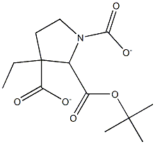Boc-3-ethylpyrrolidine-1,3-dicarboxylate 化学構造式
