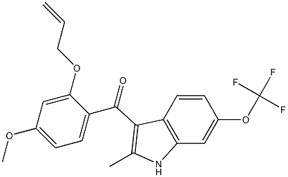 (2-(allyloxy)-4-methoxyphenyl)(2-methyl-6-(trifluoromethoxy)- 1H-indol-3-yl)methanone 化学構造式