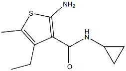 2-Amino-N-cyclopropyl-4-ethyl-5-methylthiophene-3-carboxamide,,结构式