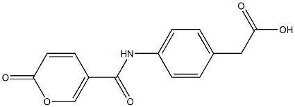 (4-{[(2-oxo-2H-pyran-5-yl)carbonyl]amino}phenyl)acetic acid Structure