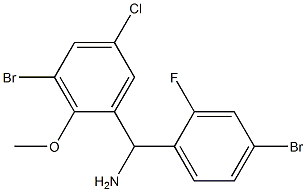 (4-bromo-2-fluorophenyl)(3-bromo-5-chloro-2-methoxyphenyl)methanamine,,结构式