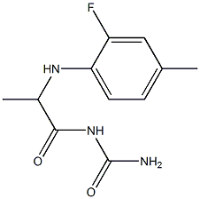 {2-[(2-fluoro-4-methylphenyl)amino]propanoyl}urea Structure