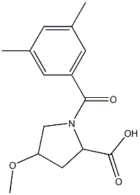 1-(3,5-dimethylbenzoyl)-4-methoxypyrrolidine-2-carboxylic acid,,结构式