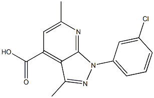 1-(3-chlorophenyl)-3,6-dimethyl-1H-pyrazolo[3,4-b]pyridine-4-carboxylic acid 化学構造式