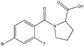 1-(4-bromo-2-fluorobenzoyl)pyrrolidine-2-carboxylic acid,,结构式