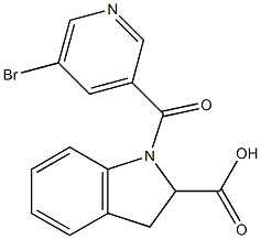 1-[(5-bromopyridin-3-yl)carbonyl]-2,3-dihydro-1H-indole-2-carboxylic acid Struktur