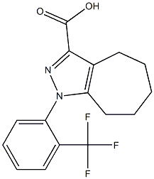 1-[2-(trifluoromethyl)phenyl]-1,4,5,6,7,8-hexahydrocyclohepta[c]pyrazole-3-carboxylic acid Struktur