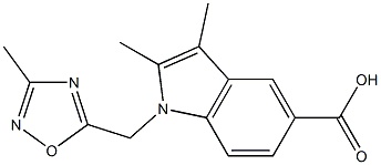 2,3-dimethyl-1-[(3-methyl-1,2,4-oxadiazol-5-yl)methyl]-1H-indole-5-carboxylic acid 结构式