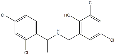 2,4-dichloro-6-({[1-(2,4-dichlorophenyl)ethyl]amino}methyl)phenol 结构式