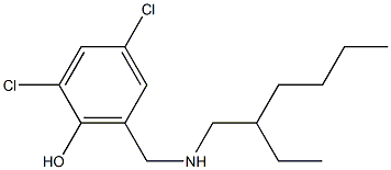 2,4-dichloro-6-{[(2-ethylhexyl)amino]methyl}phenol 化学構造式