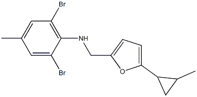 2,6-dibromo-4-methyl-N-{[5-(2-methylcyclopropyl)furan-2-yl]methyl}aniline