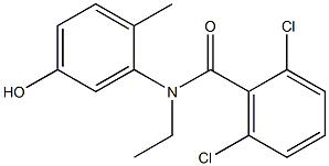 2,6-dichloro-N-ethyl-N-(5-hydroxy-2-methylphenyl)benzamide 化学構造式