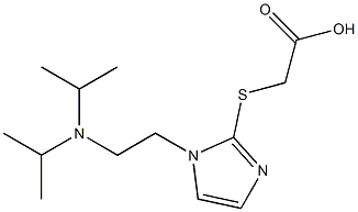 2-[(1-{2-[bis(propan-2-yl)amino]ethyl}-1H-imidazol-2-yl)sulfanyl]acetic acid,,结构式