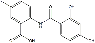 2-[(2,4-dihydroxybenzene)amido]-5-methylbenzoic acid 结构式