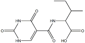 2-[(2,4-dioxo-1,2,3,4-tetrahydropyrimidin-5-yl)formamido]-3-methylpentanoic acid 化学構造式