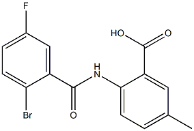 2-[(2-bromo-5-fluorobenzene)amido]-5-methylbenzoic acid 化学構造式