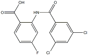 2-[(3,5-dichlorobenzene)amido]-4-fluorobenzoic acid Structure