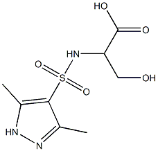 2-[(3,5-dimethyl-1H-pyrazole-4-)sulfonamido]-3-hydroxypropanoic acid Structure