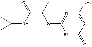 2-[(4-amino-6-oxo-1,6-dihydropyrimidin-2-yl)sulfanyl]-N-cyclopropylpropanamide Struktur