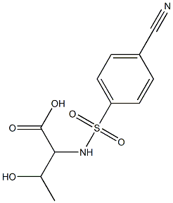 2-[(4-cyanobenzene)sulfonamido]-3-hydroxybutanoic acid 化学構造式