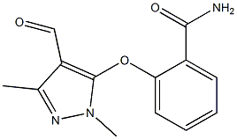 2-[(4-formyl-1,3-dimethyl-1H-pyrazol-5-yl)oxy]benzamide 化学構造式
