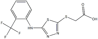 2-[(5-{[2-(trifluoromethyl)phenyl]amino}-1,3,4-thiadiazol-2-yl)sulfanyl]acetic acid 结构式