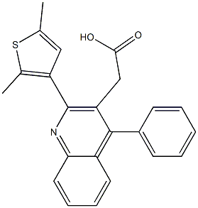 2-[2-(2,5-dimethylthiophen-3-yl)-4-phenylquinolin-3-yl]acetic acid 结构式