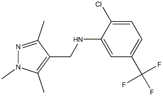 2-chloro-5-(trifluoromethyl)-N-[(1,3,5-trimethyl-1H-pyrazol-4-yl)methyl]aniline Struktur