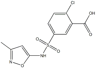 2-chloro-5-[(3-methyl-1,2-oxazol-5-yl)sulfamoyl]benzoic acid 结构式